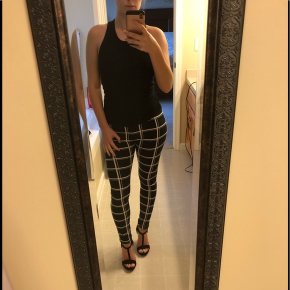 Black and White Grid Checker Print Pant - Picture 2 of 5
